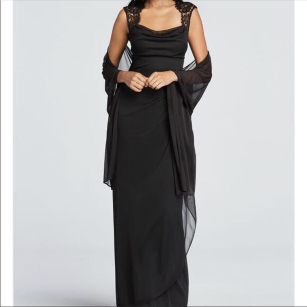 Formal Floor Length Chiffon Dress (Black)